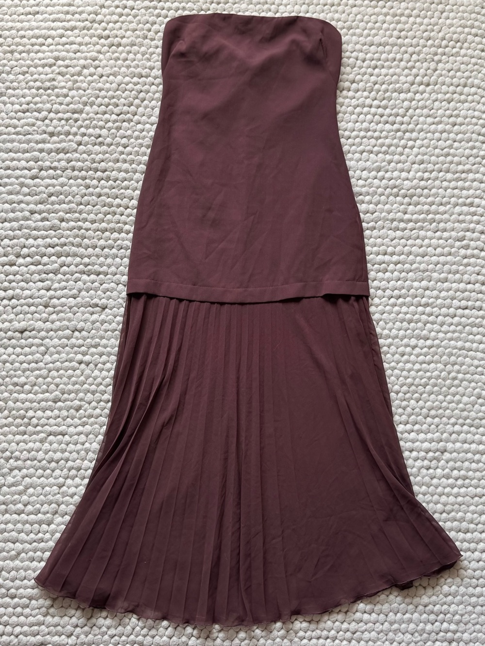 Anthropologie Strapless Pleated Maxi Dress in Brown